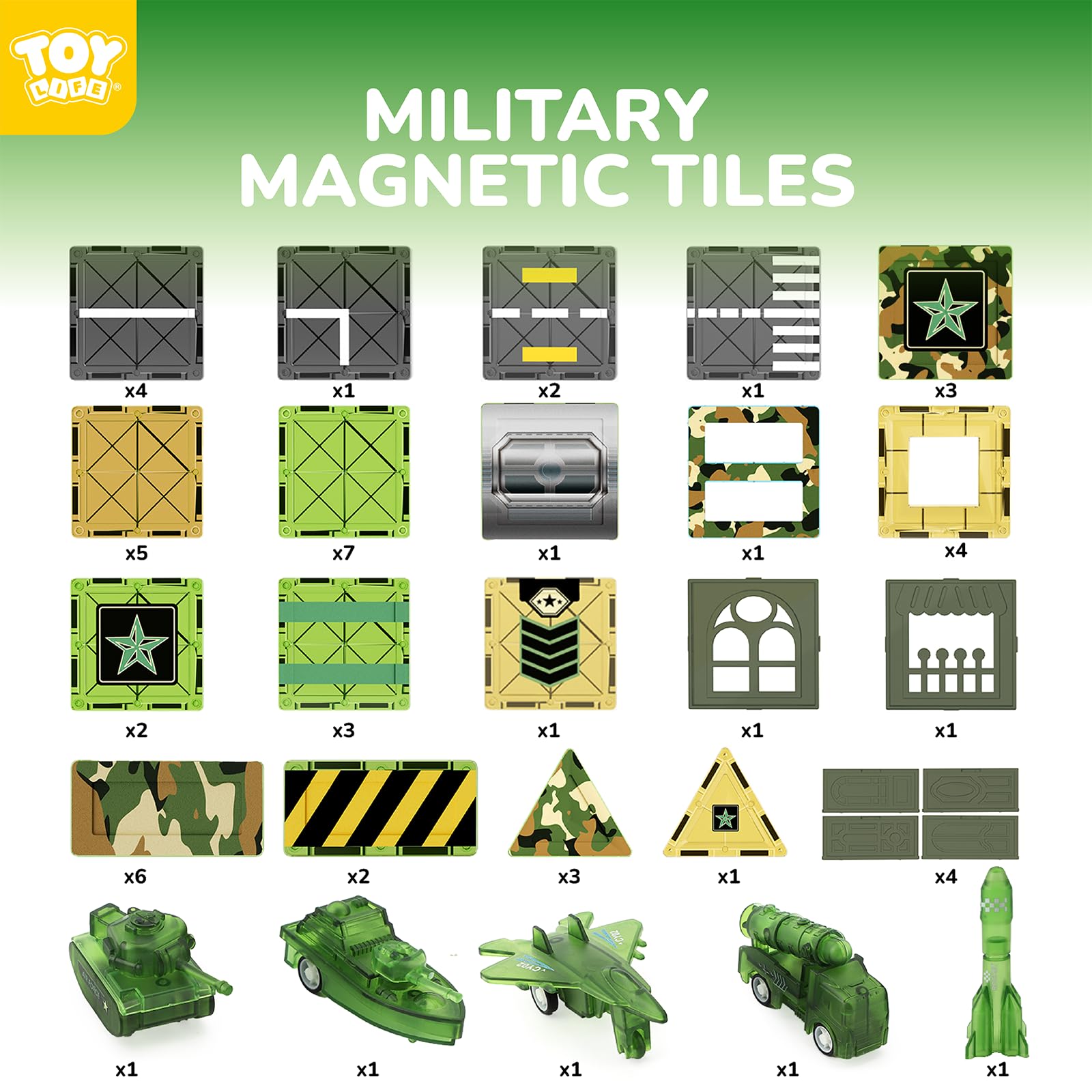 TOY Life rocket, tank, and aircraft pieces support hands-on STEM exploration