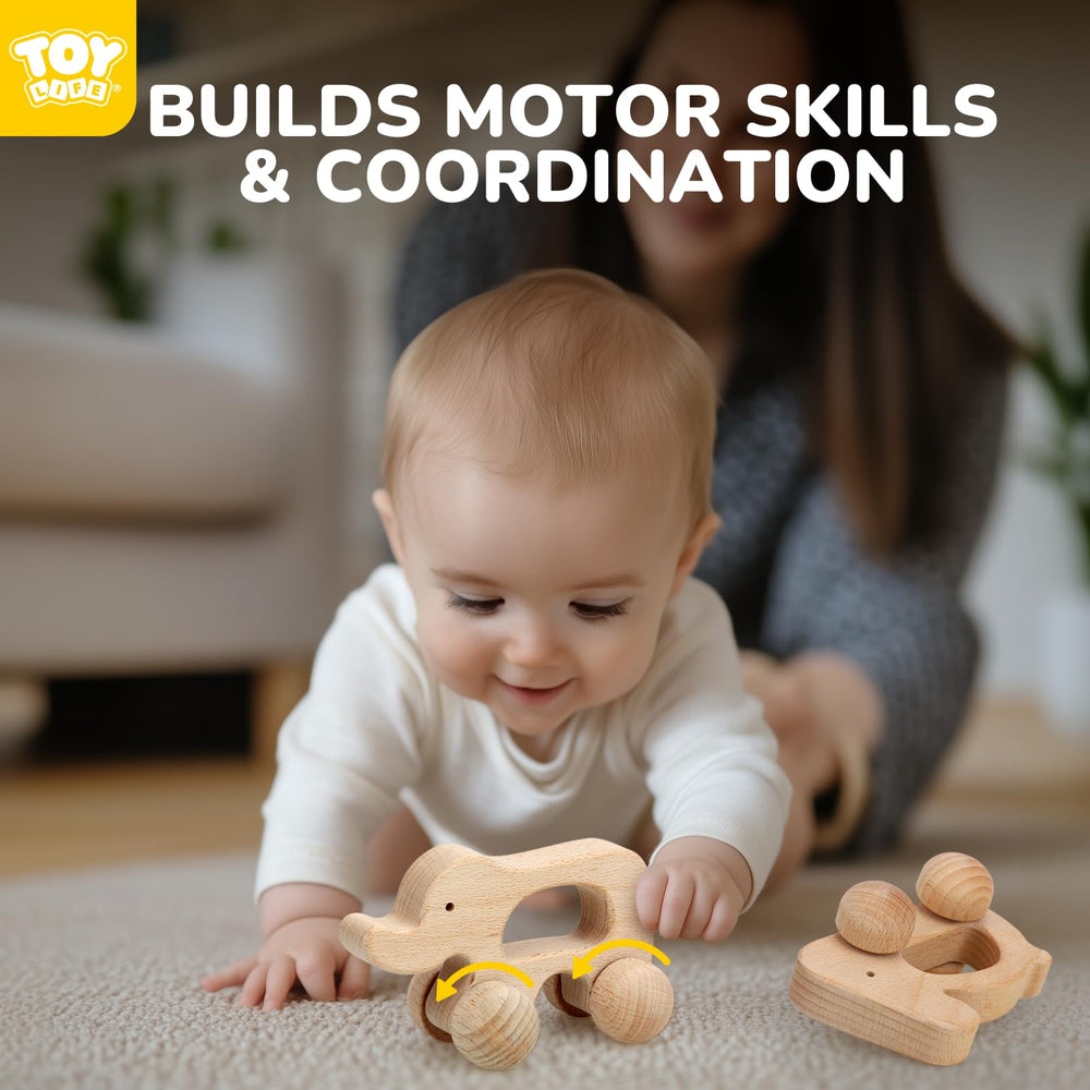 TOY Life gift-ready wooden car for baby showers and birthdays.