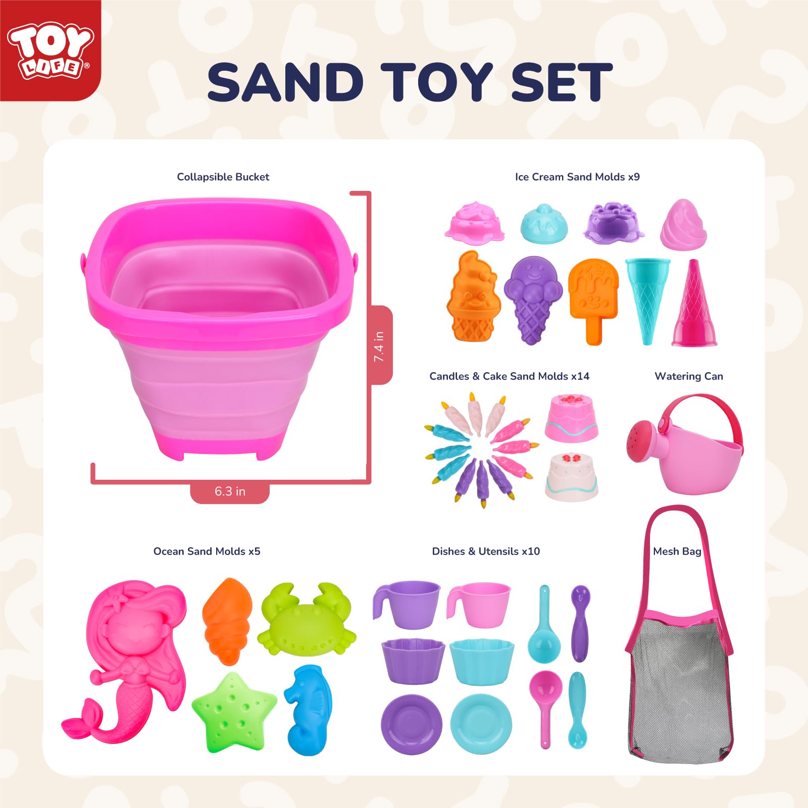 TOY Life sand castle molds kit for imaginative seaside builds.