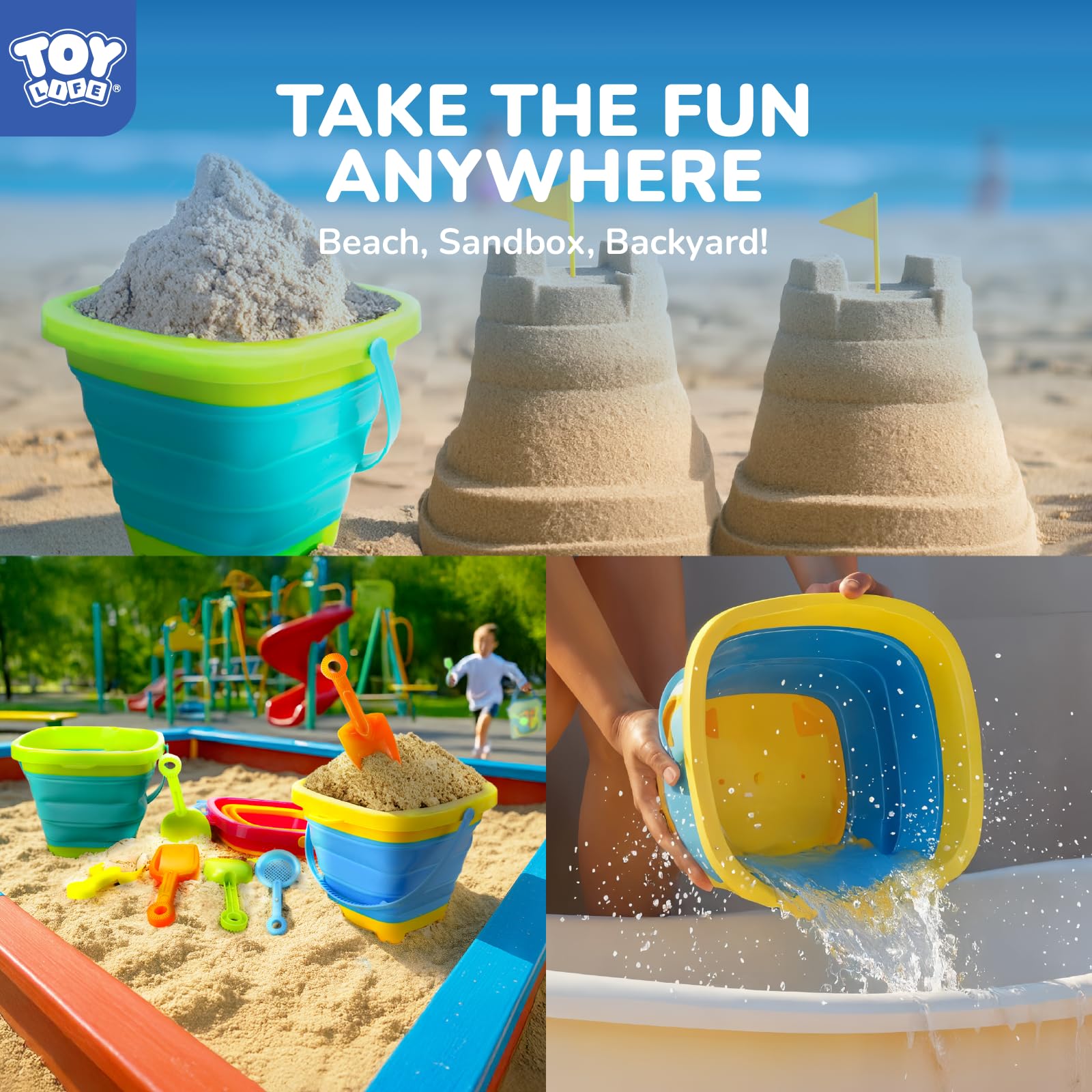 TOY Life sand shovels set with bright colors for budding builders.