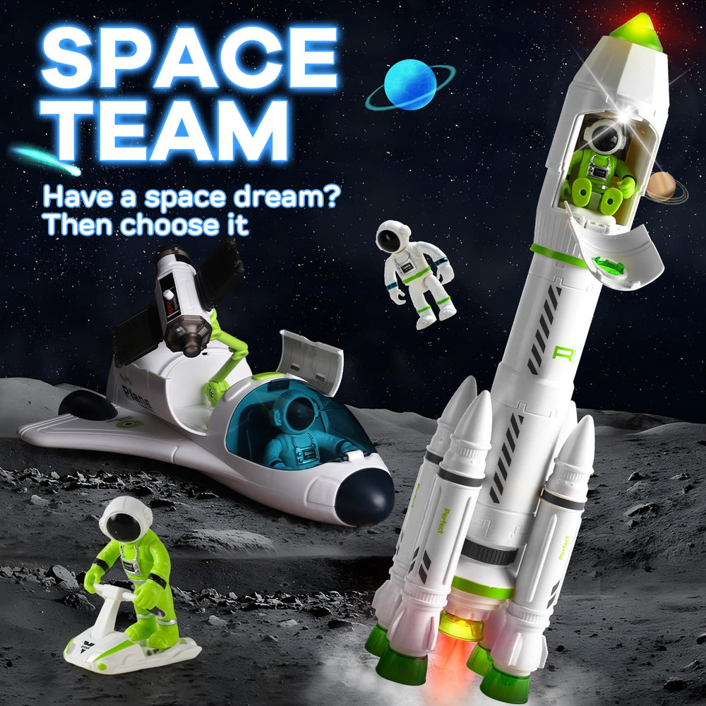 TOY Life Space spaceship lights up with liftoff sound effects during play