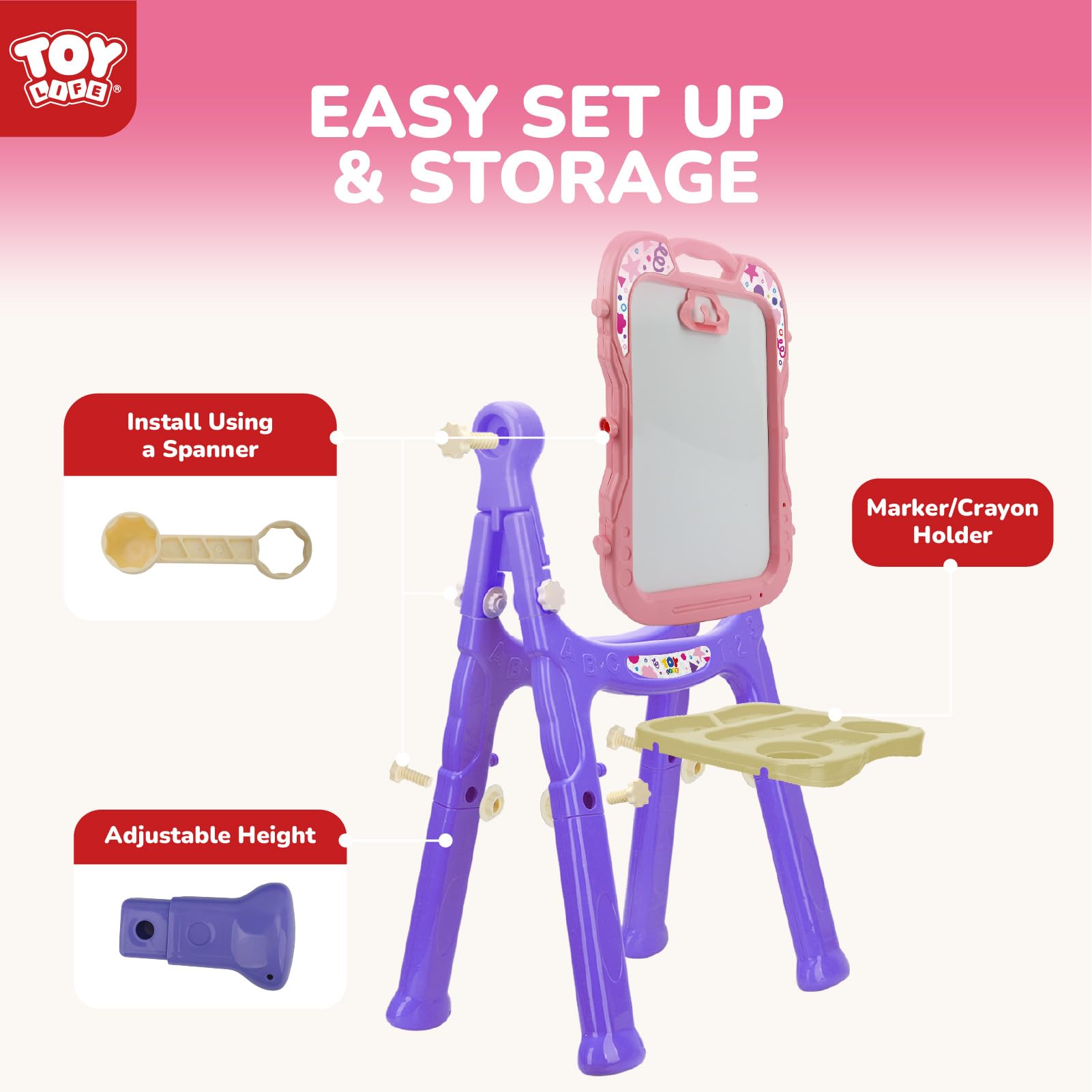 TOY Life sturdy stand supports two kids' artwork at once
