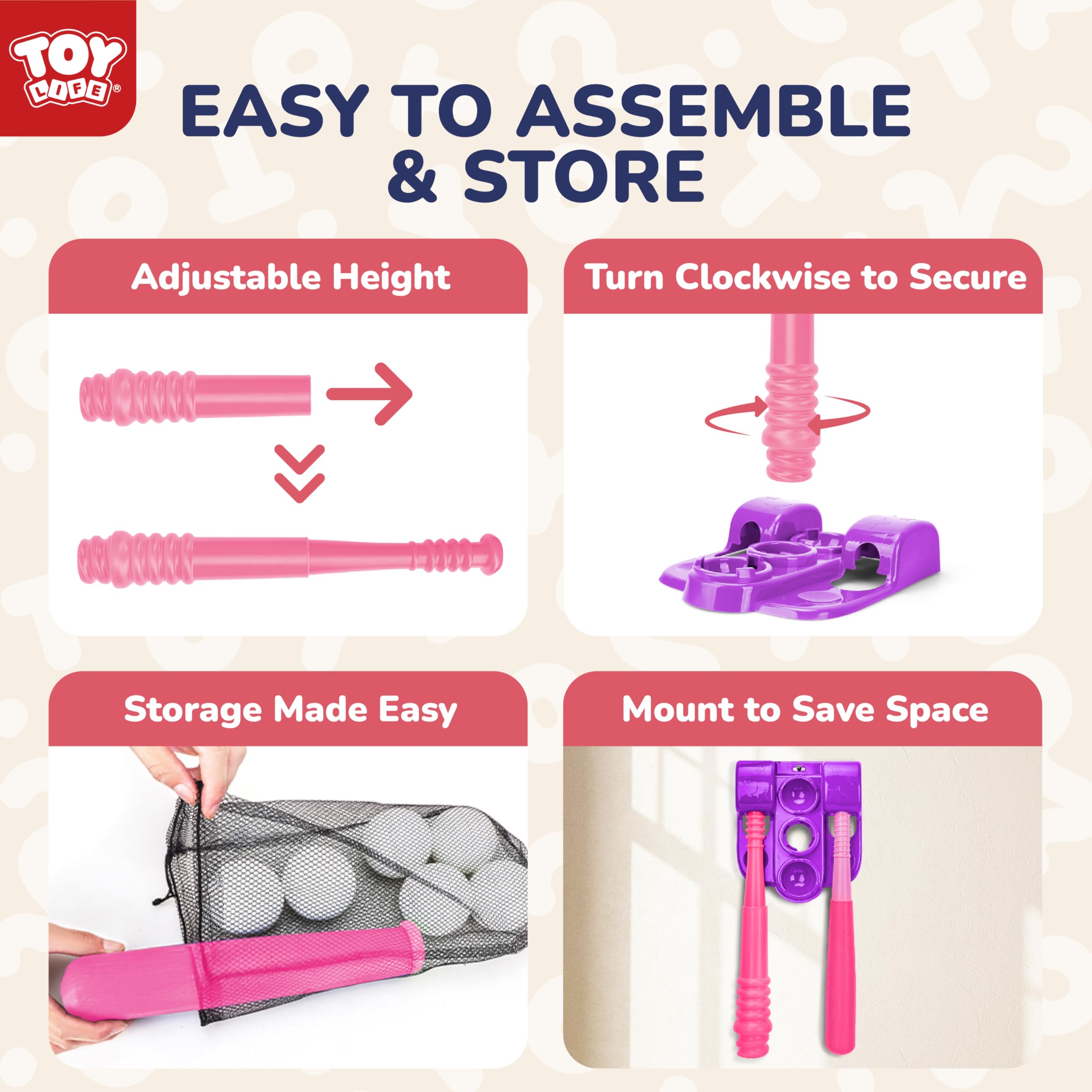 TOY Life T Ball Set includes six baseballs for varied play.