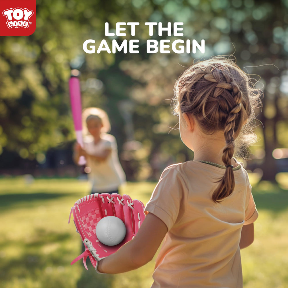 TOY Life T Ball Set sturdy tee stand provides stable hitting surface.