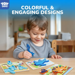 TOY Life toddler hand placing a puzzle piece to boost fine motor skills.