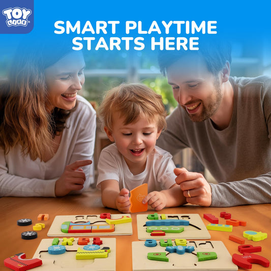 TOY Life bus puzzle piece promotes color and letter learning through play.