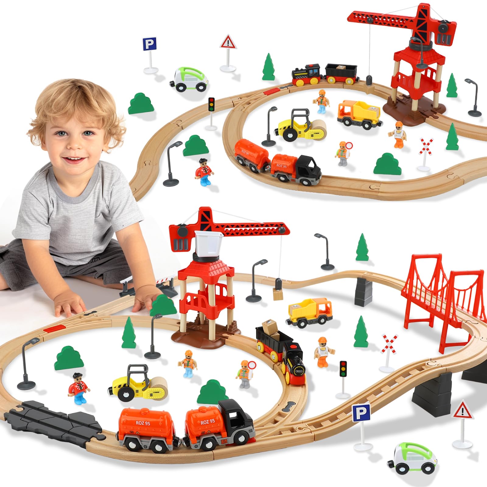 TOY Life train set with wooden tracks invites imaginative play on the go.