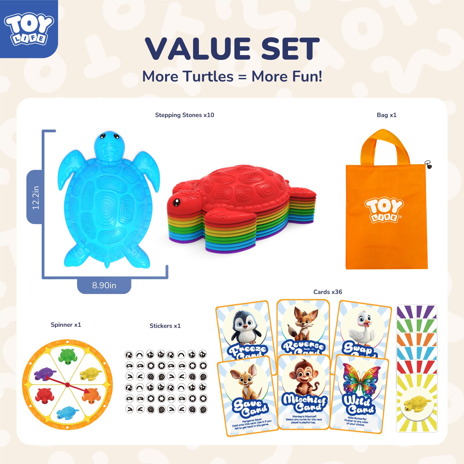 TOY Life turtle balance stones with safari cards for varied games.