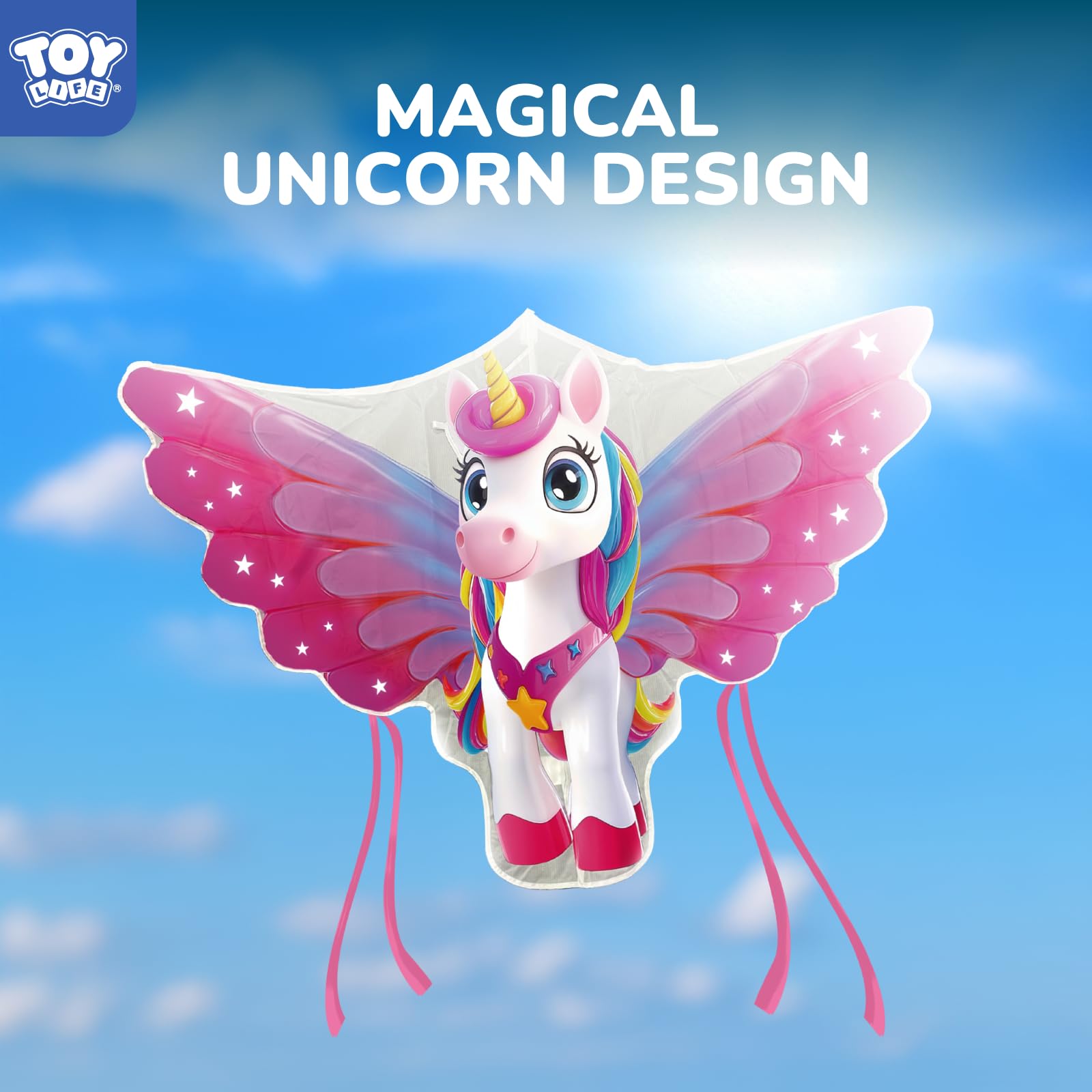 TOY Life unicorn kite flies easily, ideal for beginners to get steady lifts.