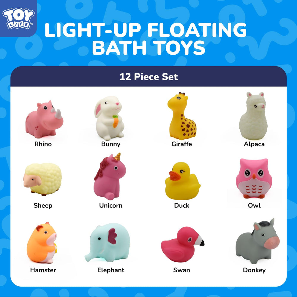 Water-activated TOY Life animal bath toys glow in water for engagement.