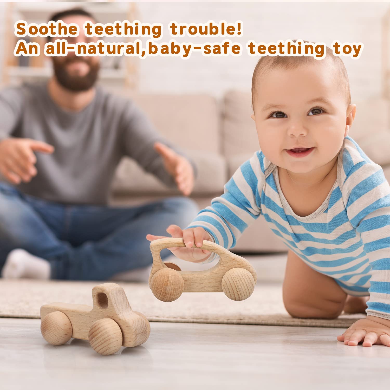 TOY Life wooden car for toddlers, supports independent play.