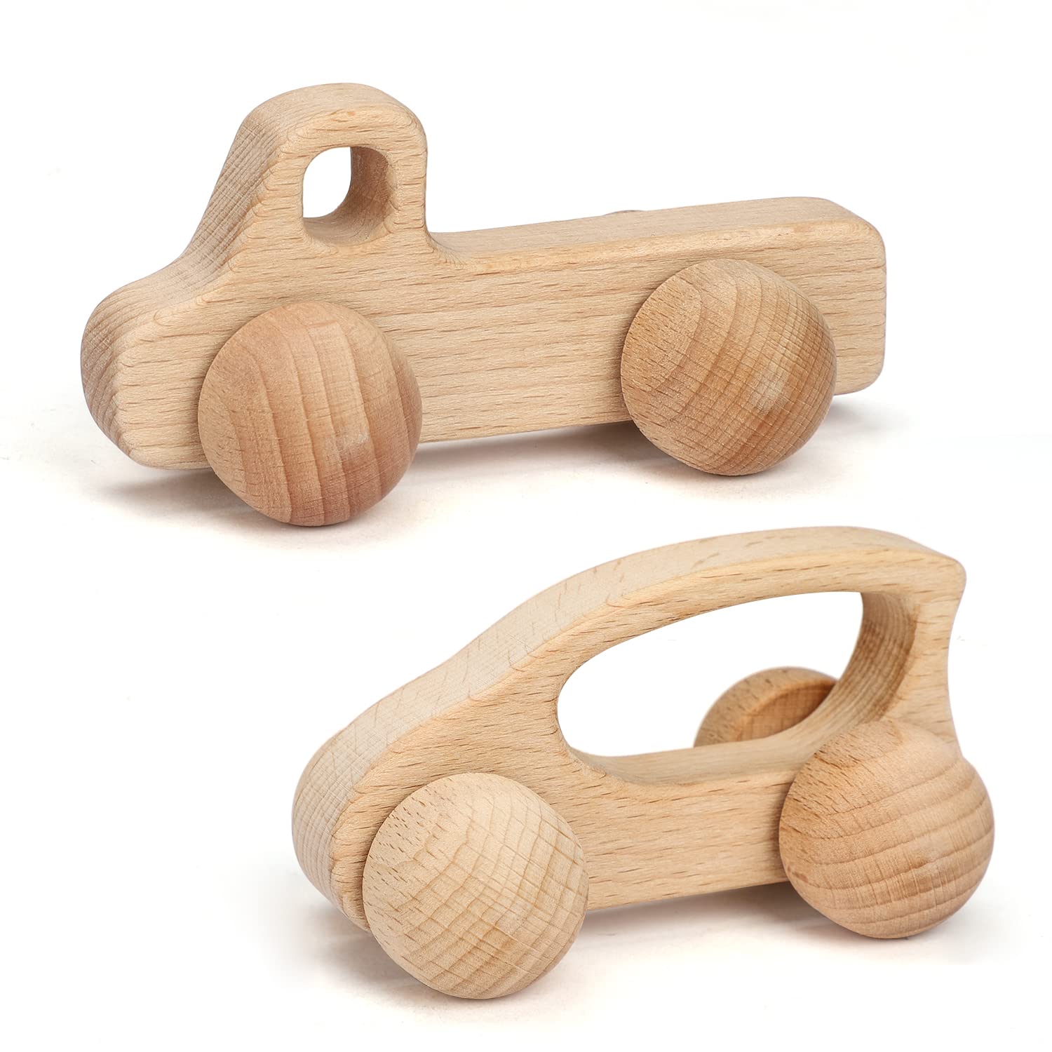 TOY Life wooden push-pull cars for babies, encouraging grasping and early play.