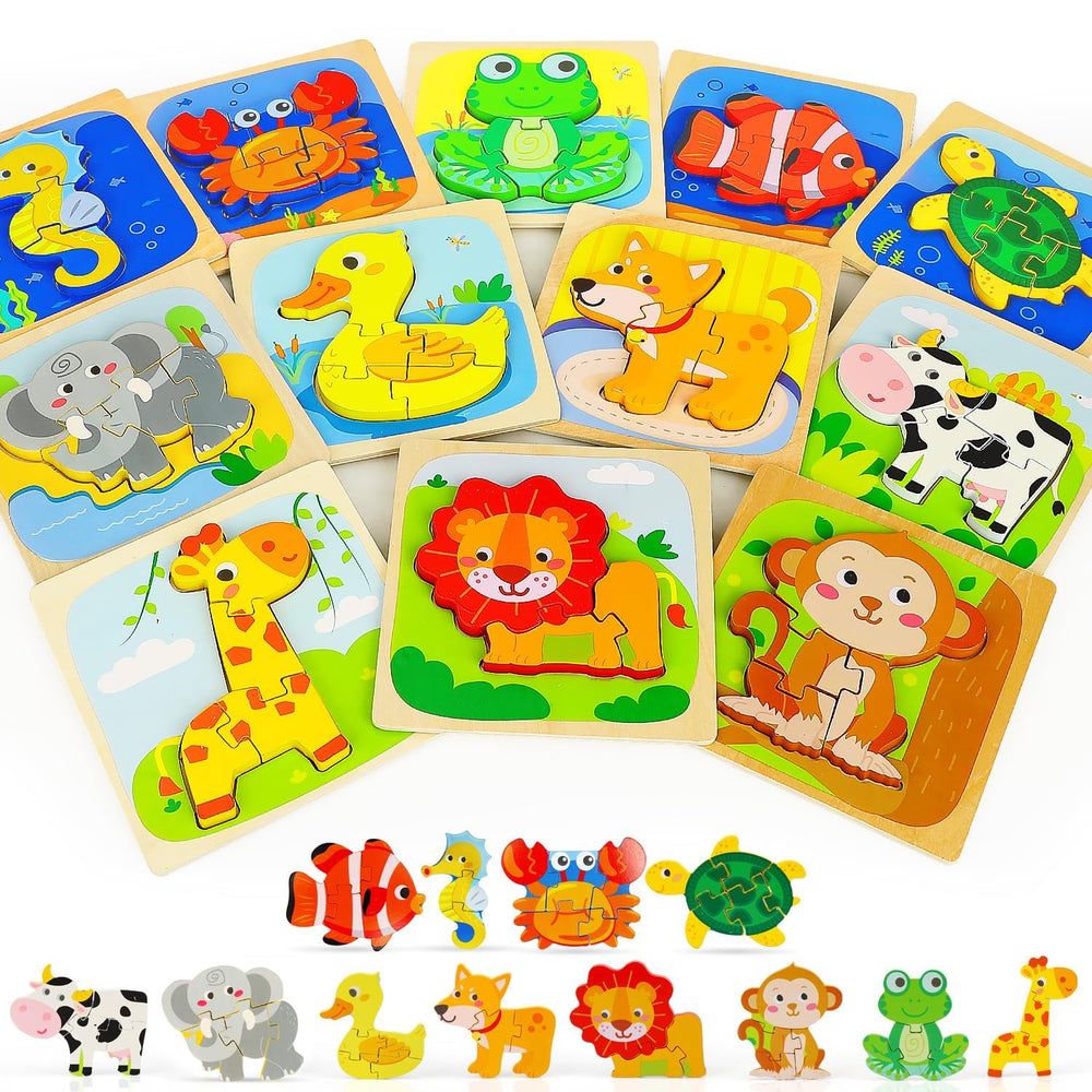 TOY Life wooden puzzle duck piece enhances fine motor skills and shape recognition.