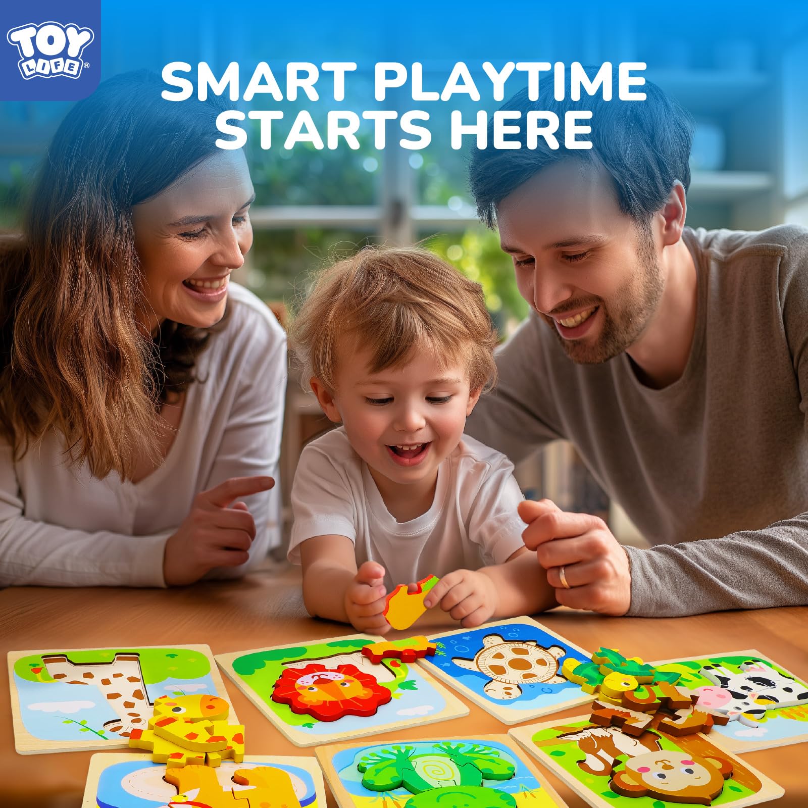 TOY Life wooden puzzle frog piece supports hand-eye coordination and color differentiation.