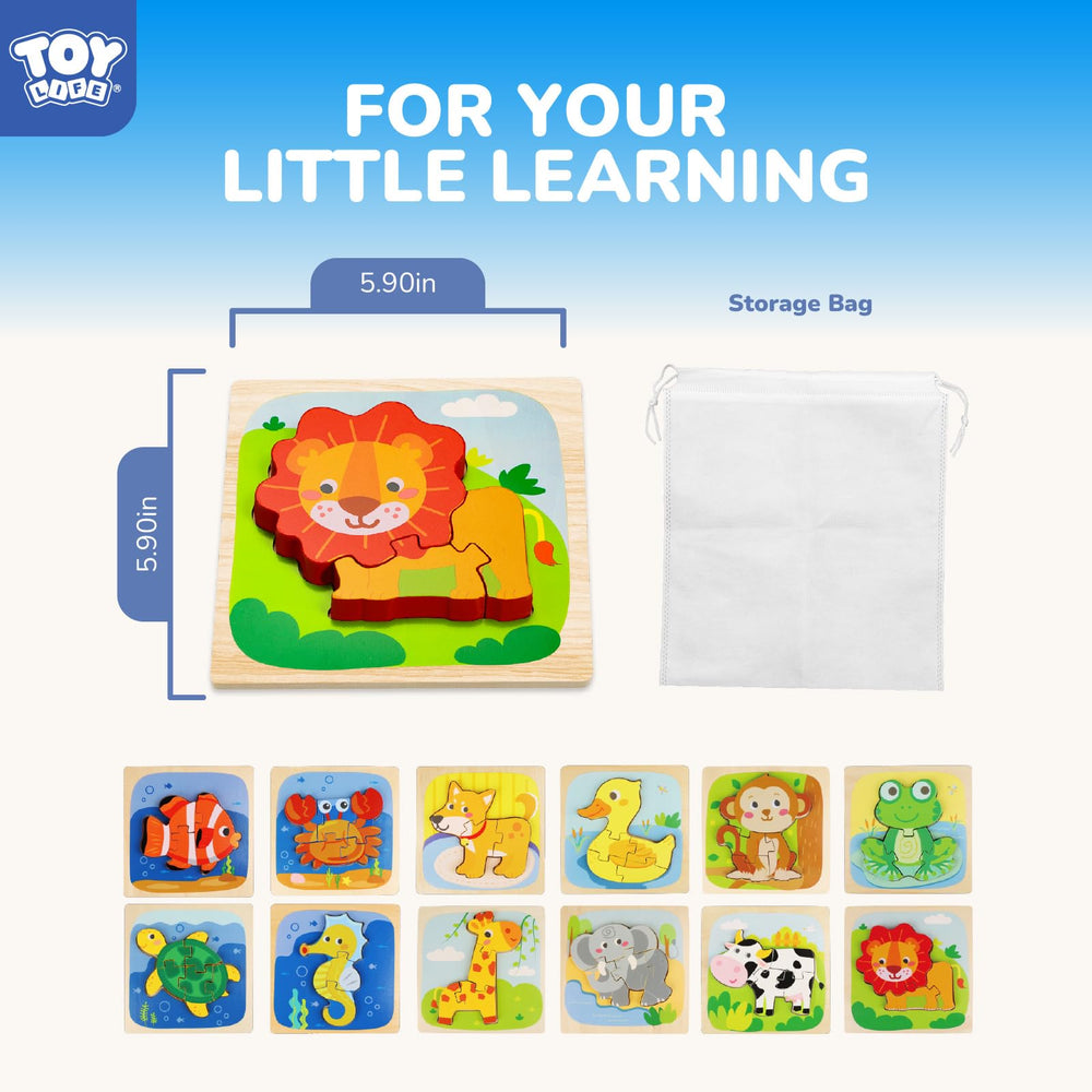 TOY Life wooden puzzle giraffe piece supports fine motor and visual discrimination.