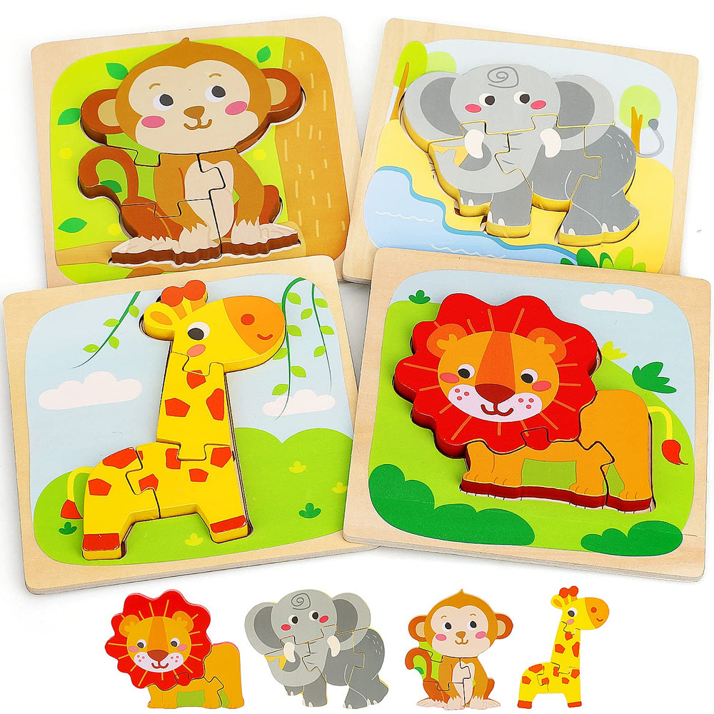 TOY Life wooden puzzle monkey with bright colors to boost early learning and dexterity