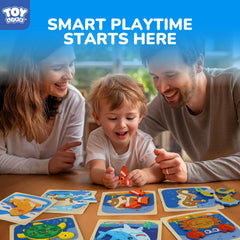 TOY Life sea animals puzzle pieces close-up showing bright colors.