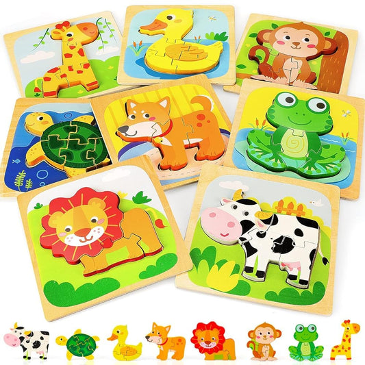 TOY Life wooden puzzle yellow duck promotes color recognition and fine motor skills.