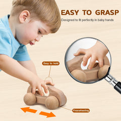TOY Life wooden toy car teething-surface highlighting natural wood for mouthing.