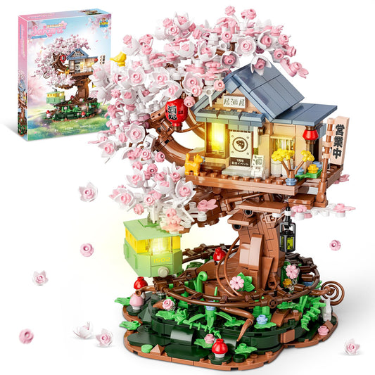 TOY PLAYER cherry blossom treehouse front view for elegant display