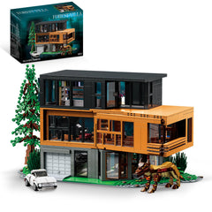 TOY PLAYER Forest House Building Set with Lights creates a warm, cinematic shelf display.