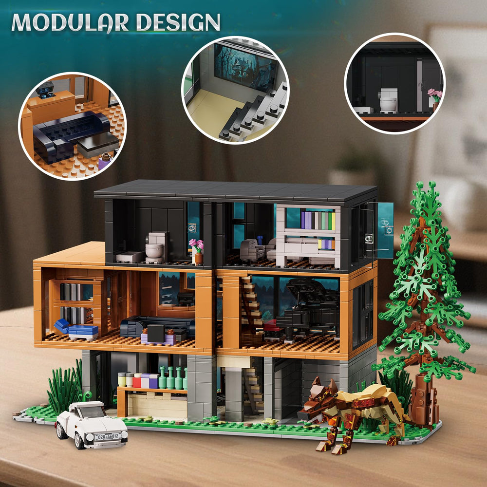 TOY PLAYER Forest House Building Set with Lights showcases a study room for quiet evenings.