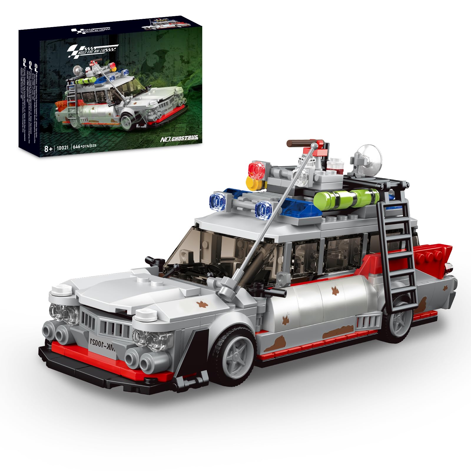 TOY PLAYER Ghost Car ECTO-1 with transparent windows, ideal for display and collection.
