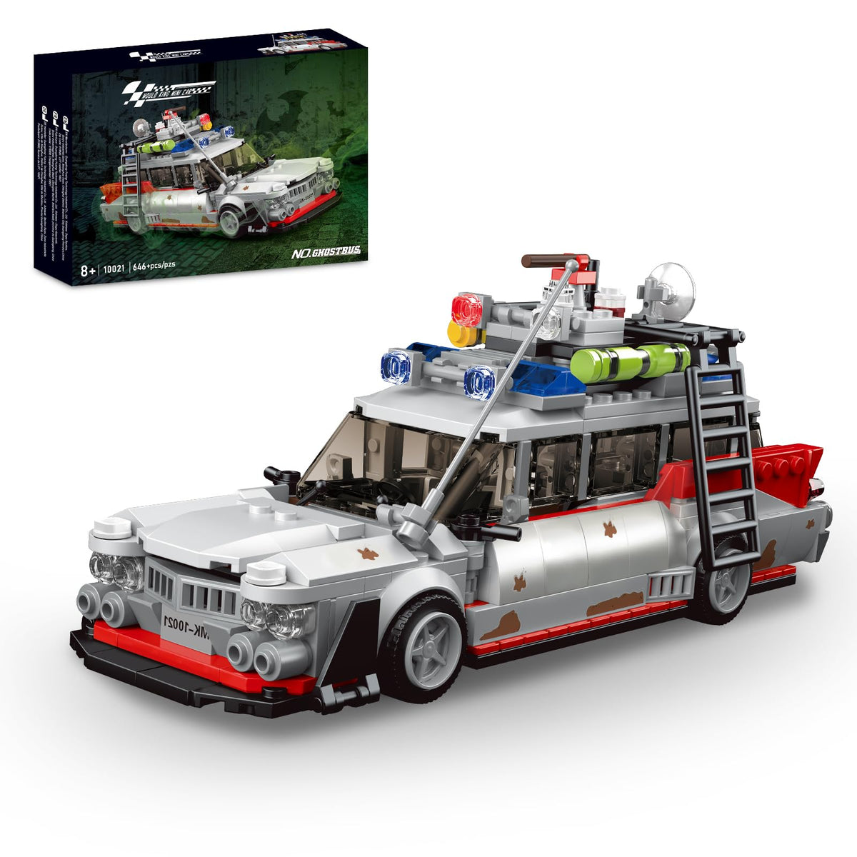 TOY PLAYER Ghost Car ECTO-1 with transparent windows, ideal for display and collection.