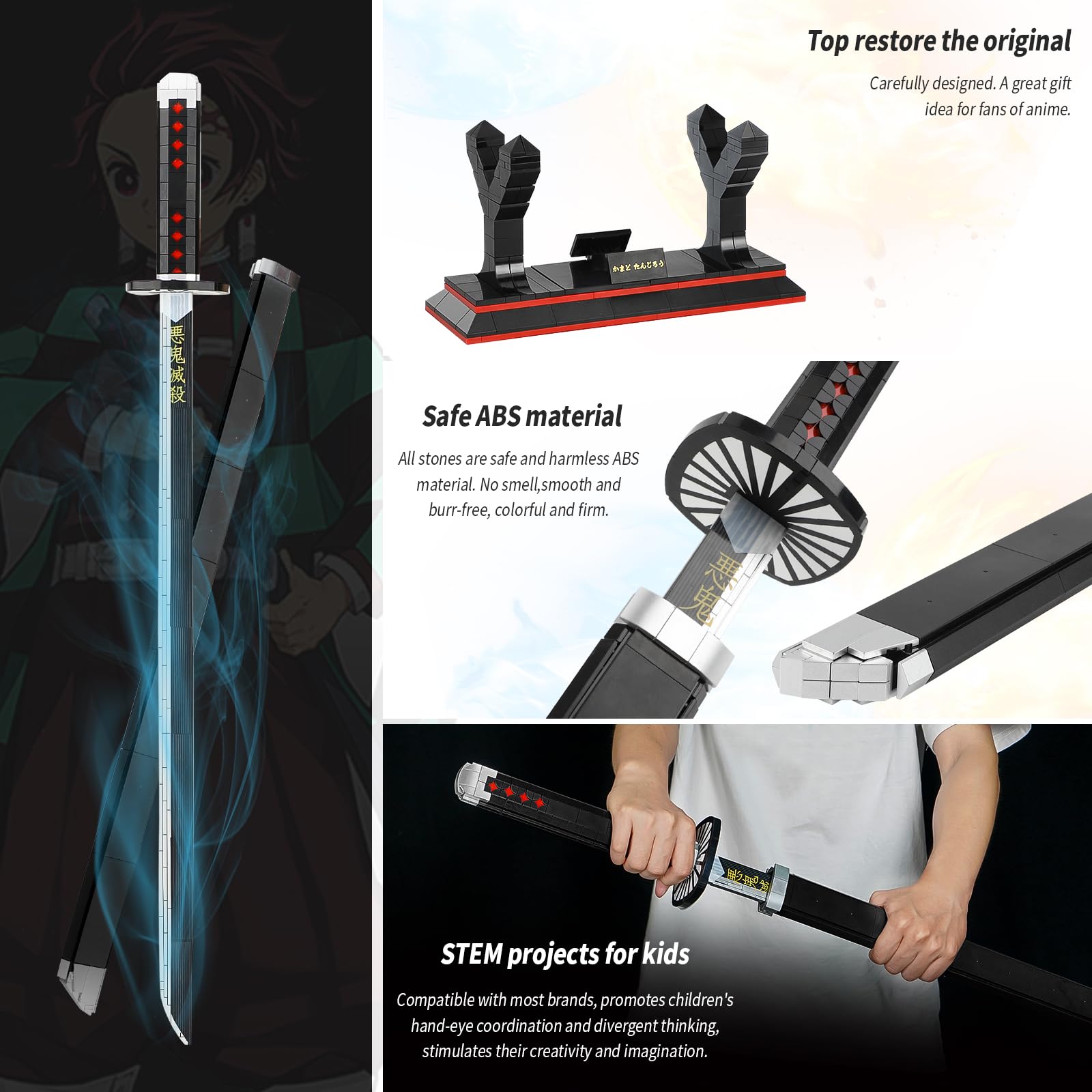 TOY PLAYER Kamado Tanjirou sword building set lego-compatible design enables familiar building experiences.