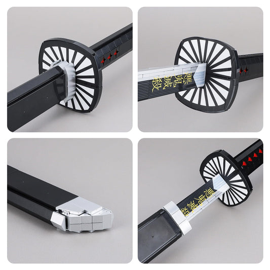 TOY PLAYER Kamado Tanjirou sword building set parts show tactile interlocking pieces for creative assembly.