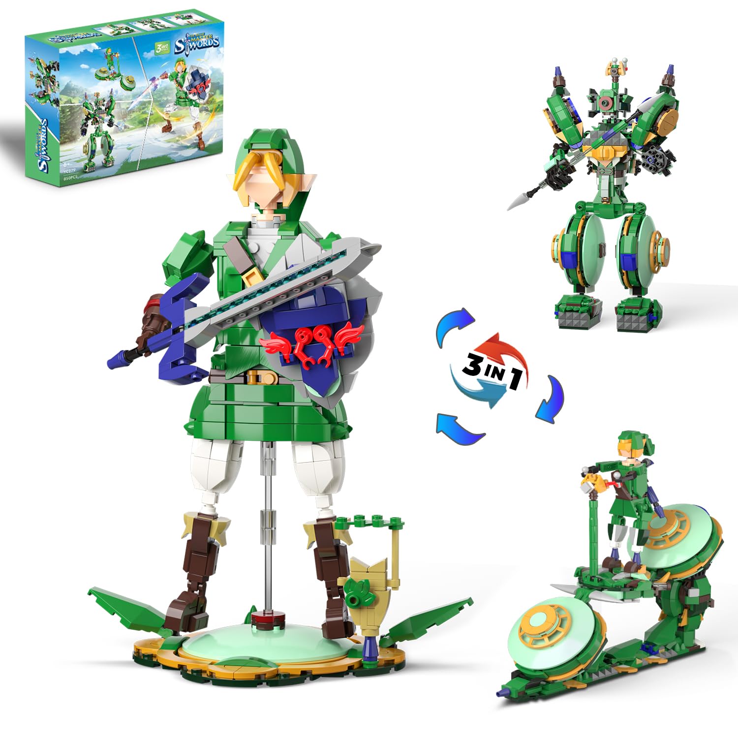 TOY PLAYER Link with Master Sword figure for dynamic posing and display.