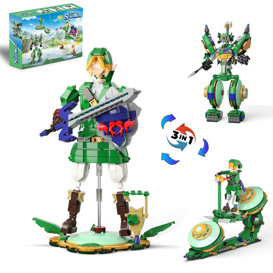 TOY PLAYER Link with Master Sword figure for dynamic posing and display.