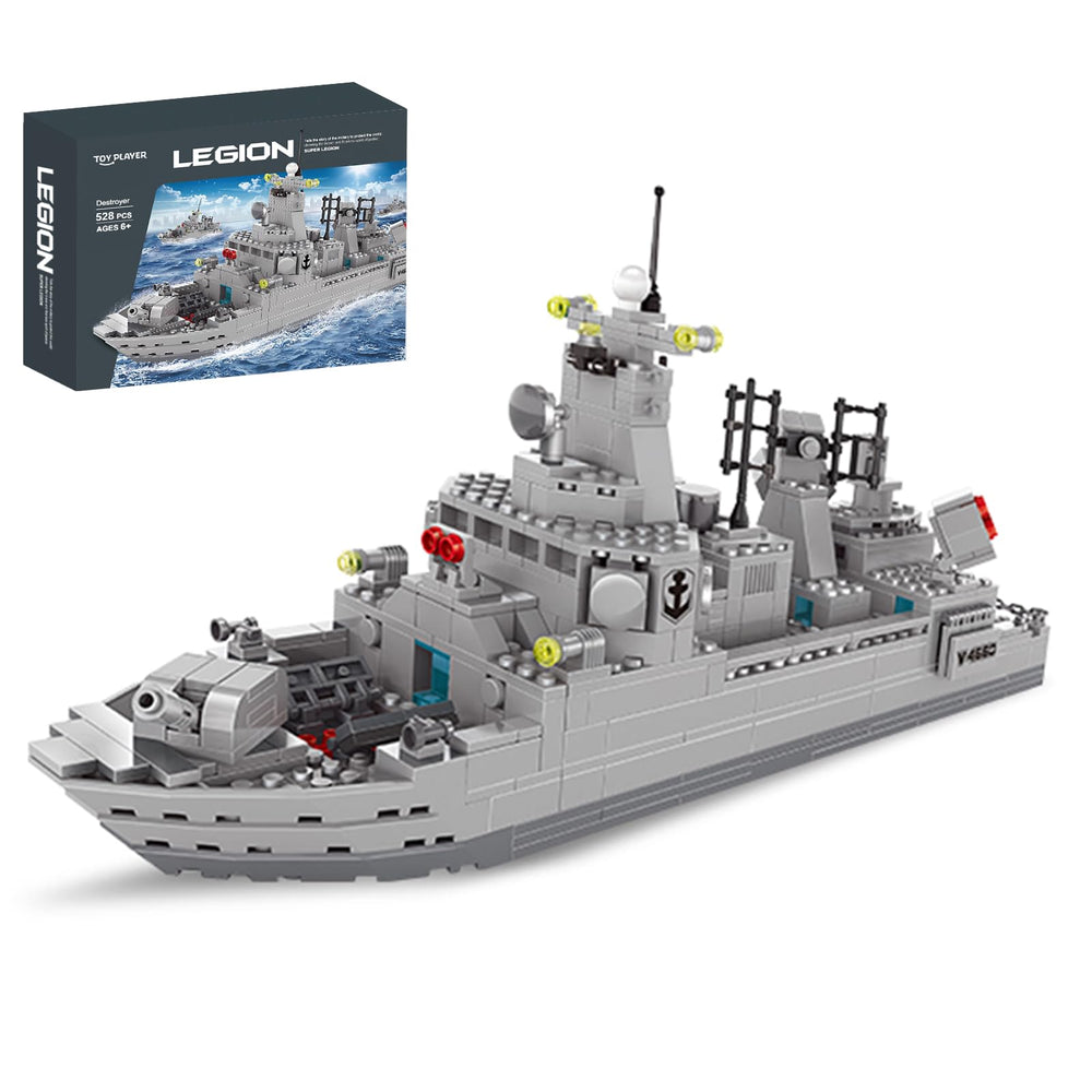 TOY PLAYER Navy Destroyer hull detail for sturdy build and immersive play.