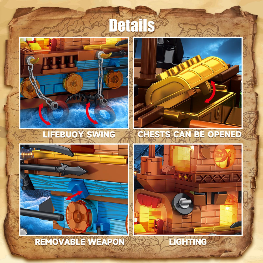 TOY PLAYER pirate ship lighthouse and decorative elements add modern flair.