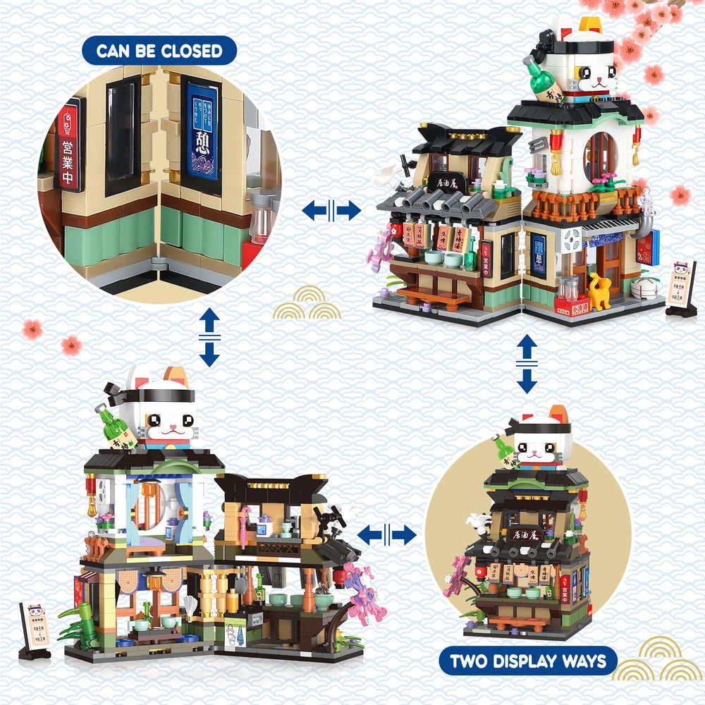 TOY PLAYER Street-view Izakaya exterior highlights model charm and collectability.