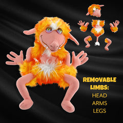 Toy Vault Labyrinth Firey plush measures 13 inches tall and 11 inches wide.