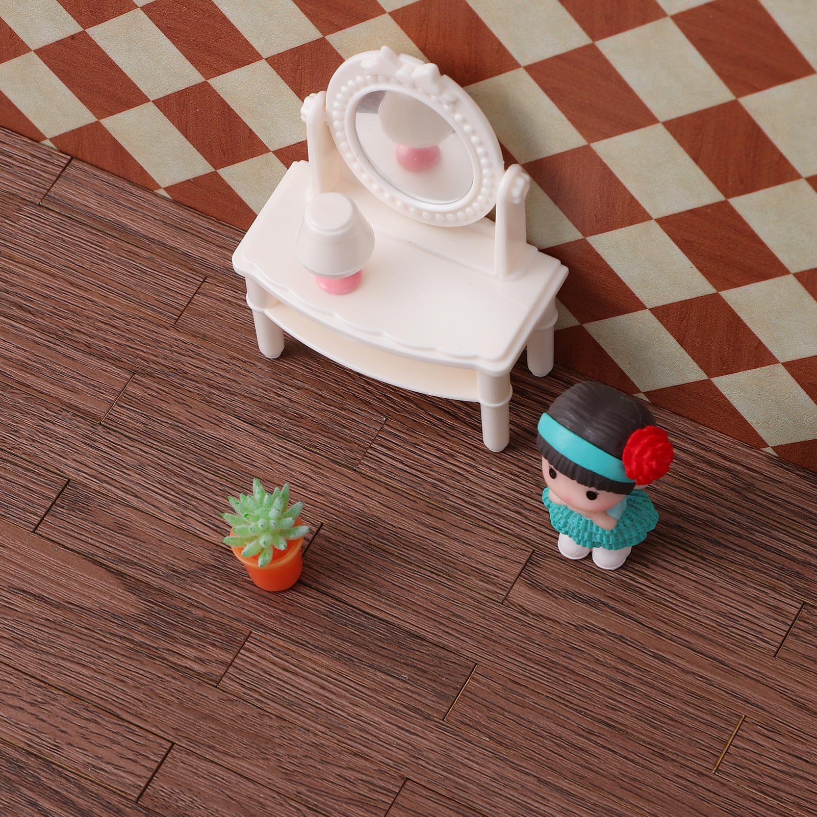 TOYANDONA dark brown dollhouse flooring enhances interior cohesion