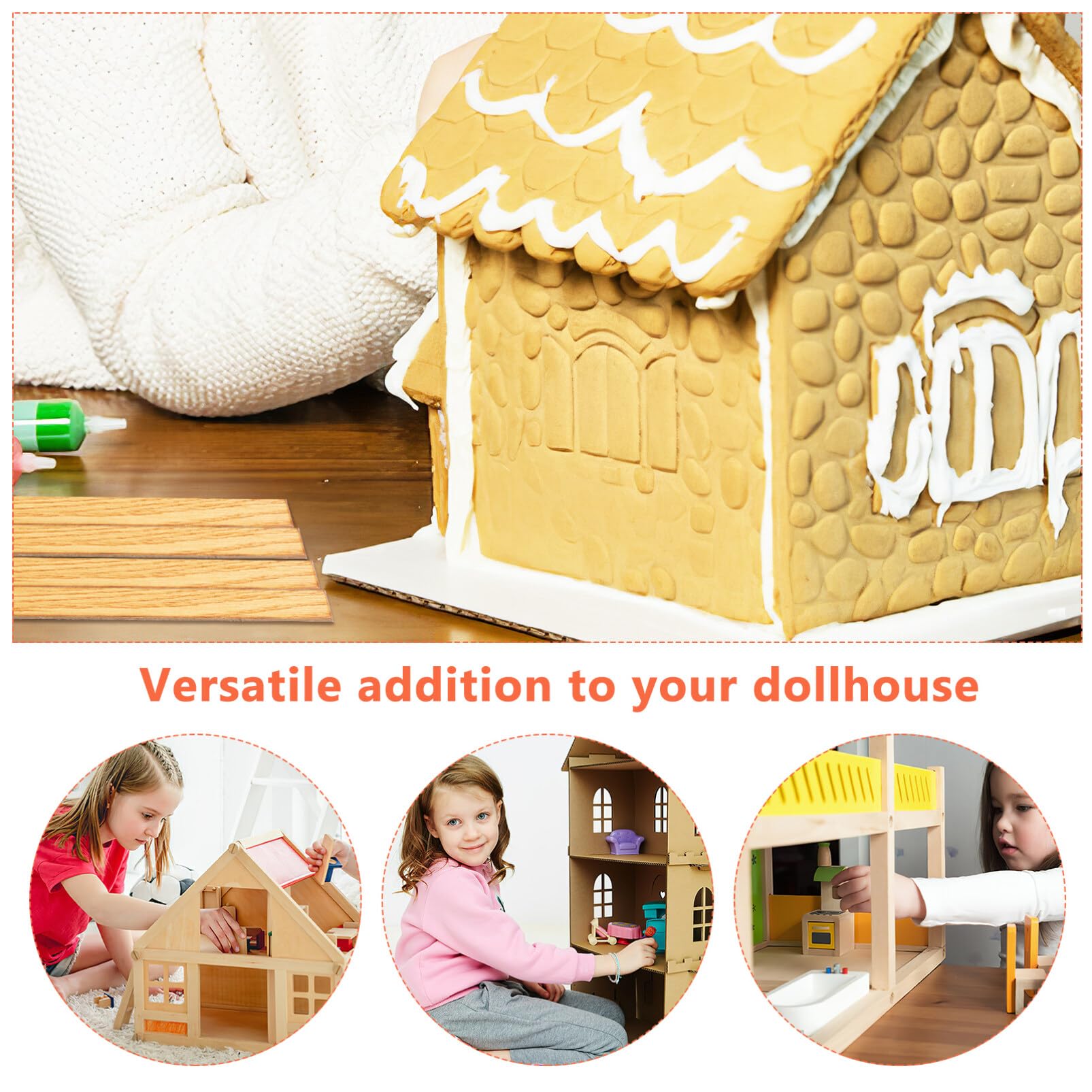 TOYANDONA dollhouse flooring in light brown warms spaces.