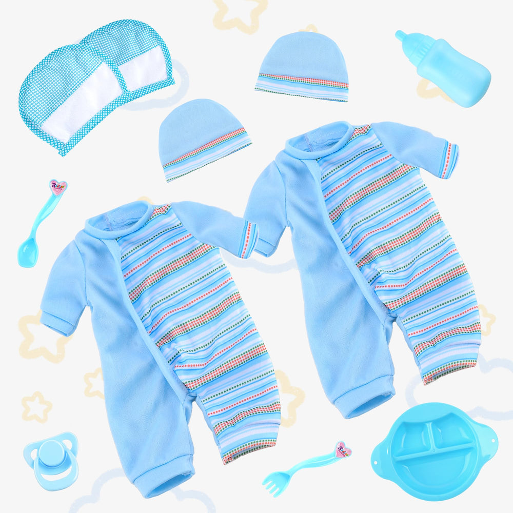 Toy Choi's Twin Baby Dolls with accessories including bottle and pacifier for realistic caregiving.