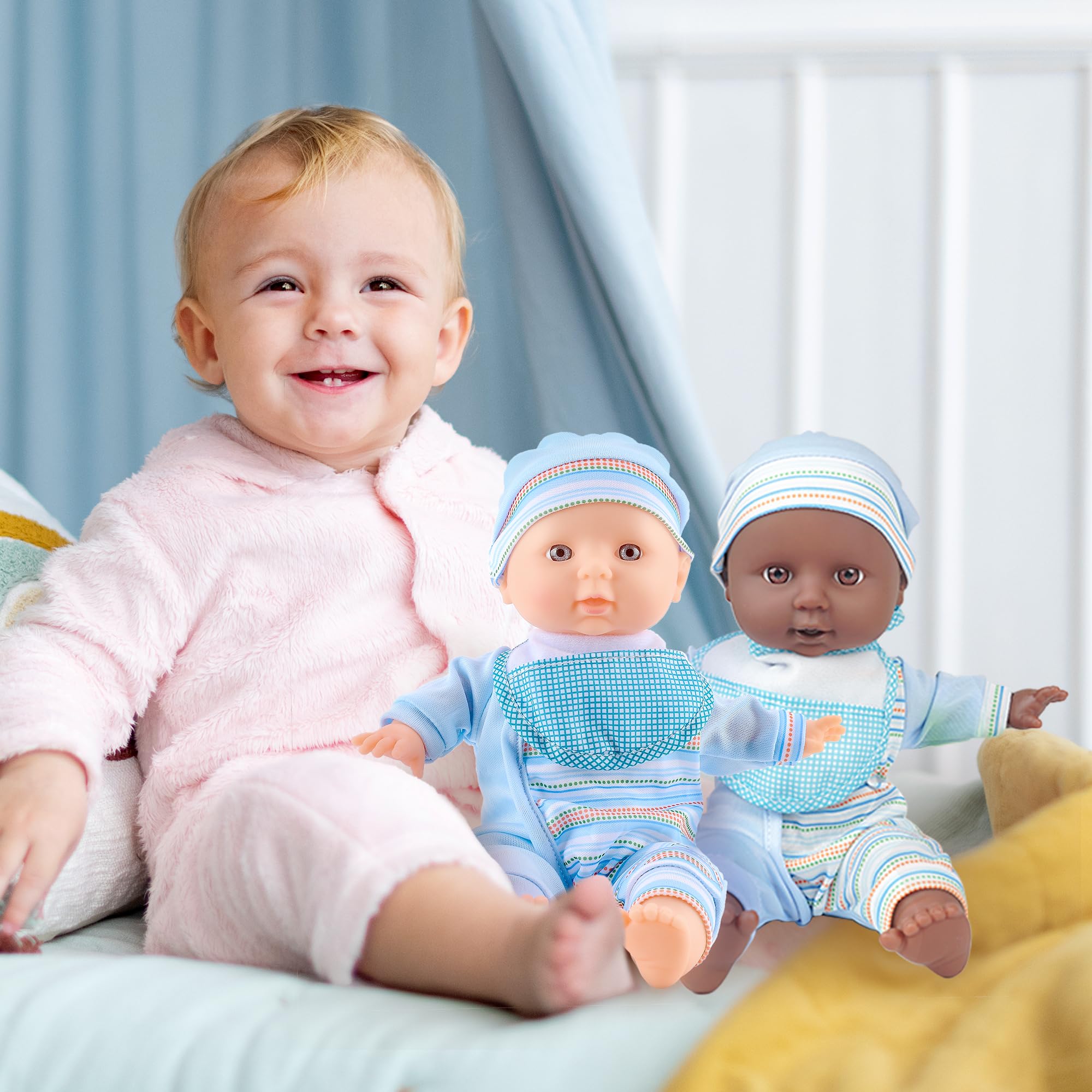 Toy Choi's Twin Baby Dolls washable outfits simplify cleanup after playtime.