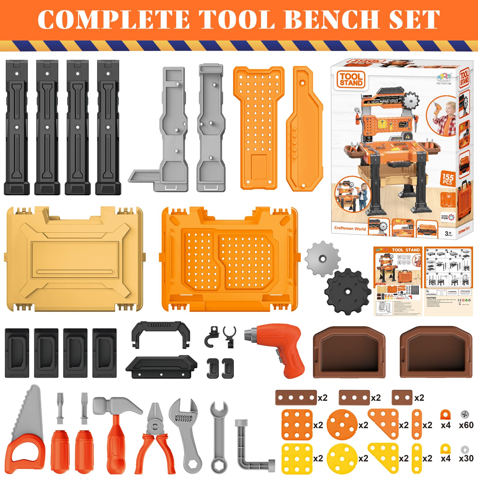 Toycost screwdrivers and other tools help kids practice beginner assembly.