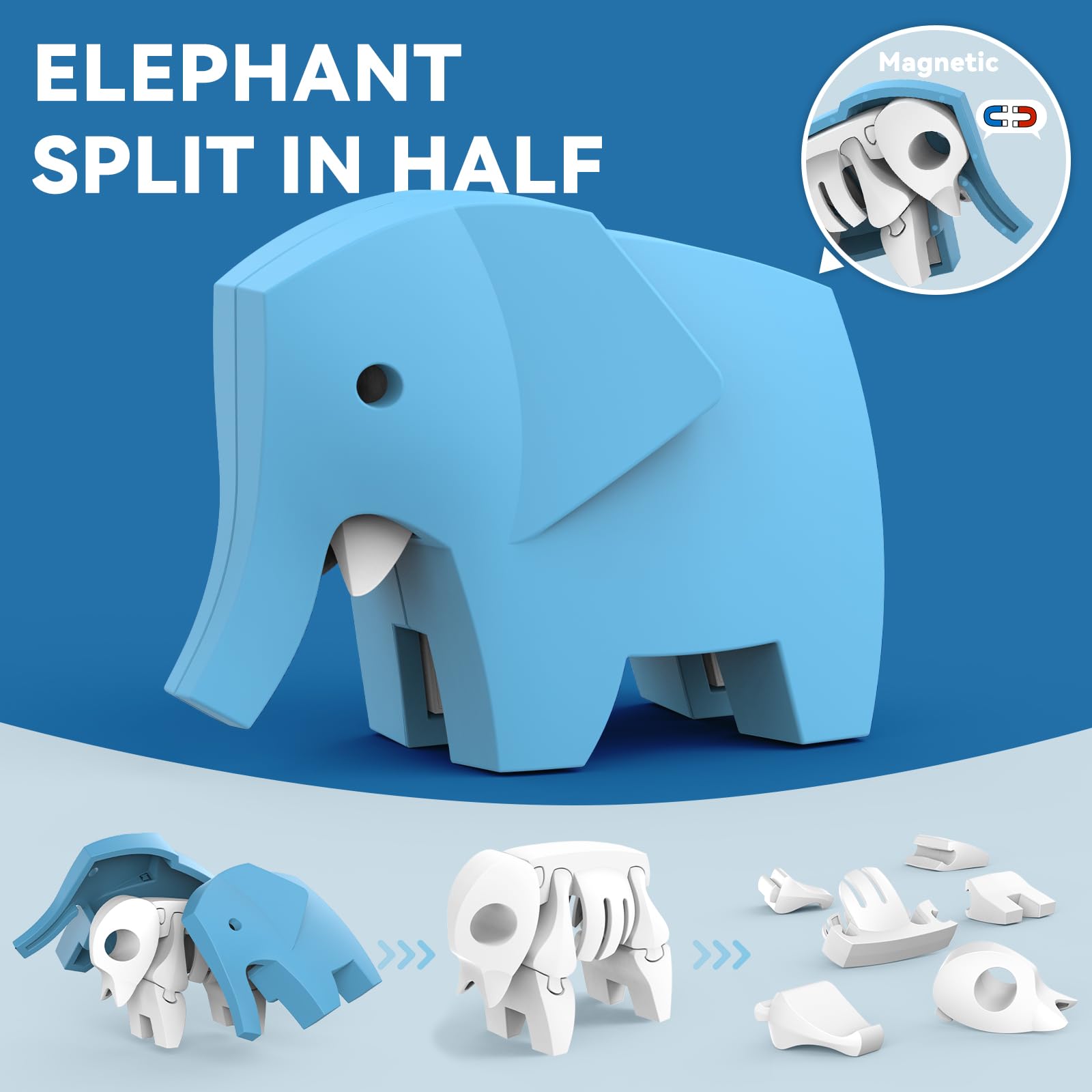Toycost magnetic elephant split design encourages problem-solving during playful reassembly