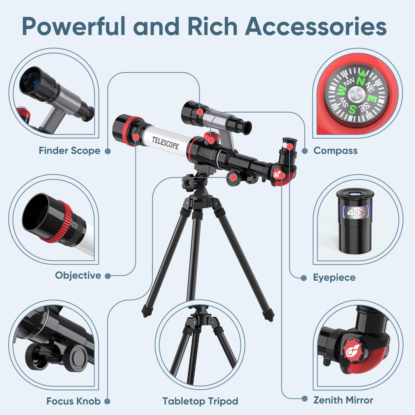 ToyerBee Kids Telescope with easy-assembly design enables independent setup for kids.