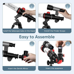 ToyerBee Kids Telescope with adjustable tripod provides stable viewing angles outdoors.