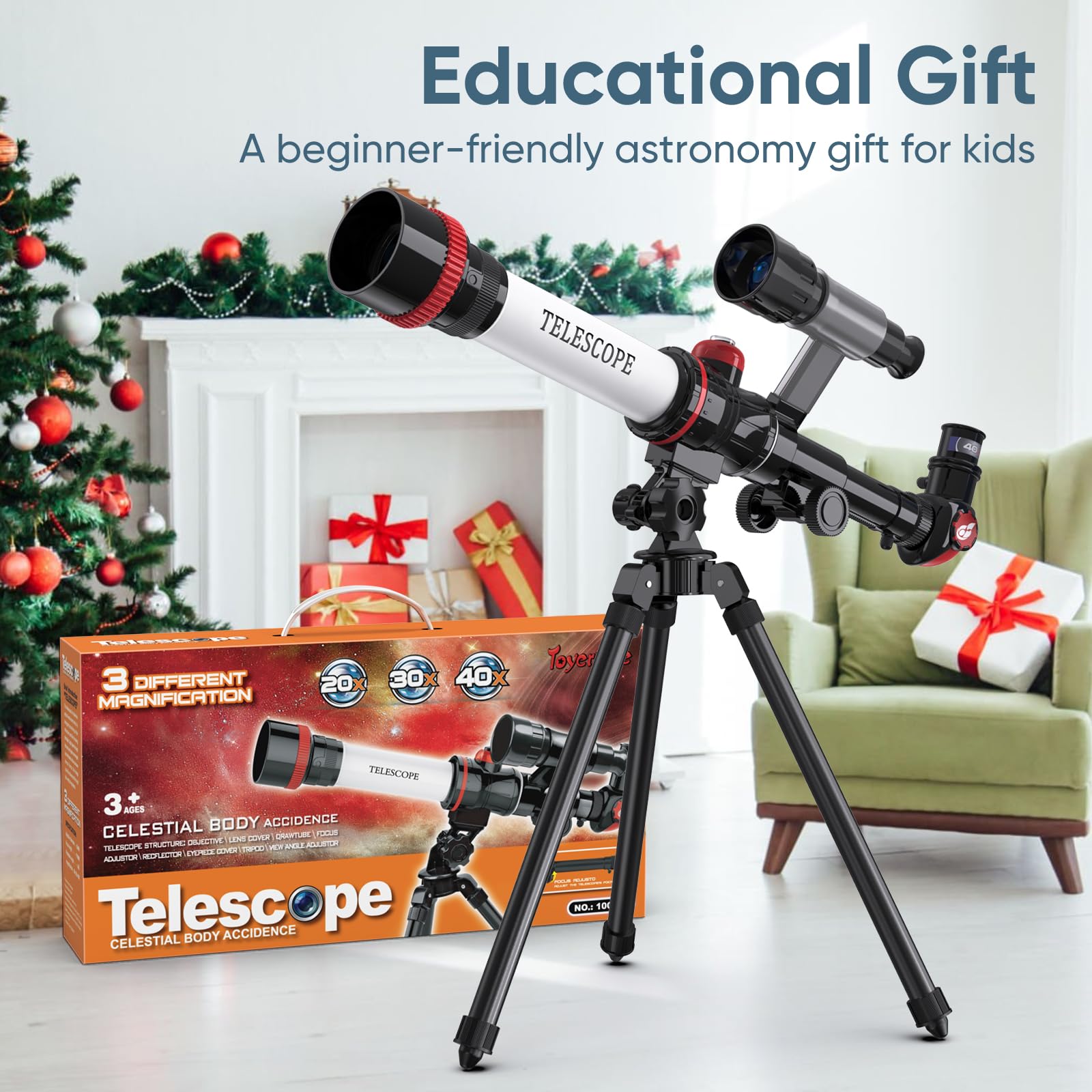 ToyerBee Kids Telescope arrives in gift-ready packaging.