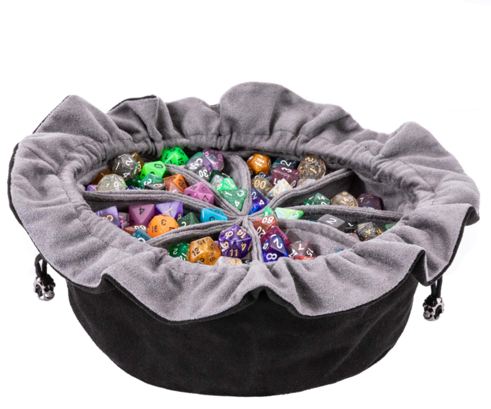 TOYFUL large DND dice bag with round base keeps dice organized during play