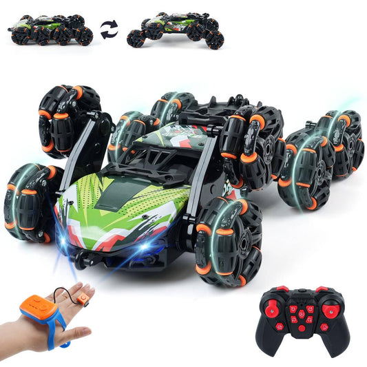 ToyFuntasy 8-Wheel Gesture RC car enabling indoor stunt play.
