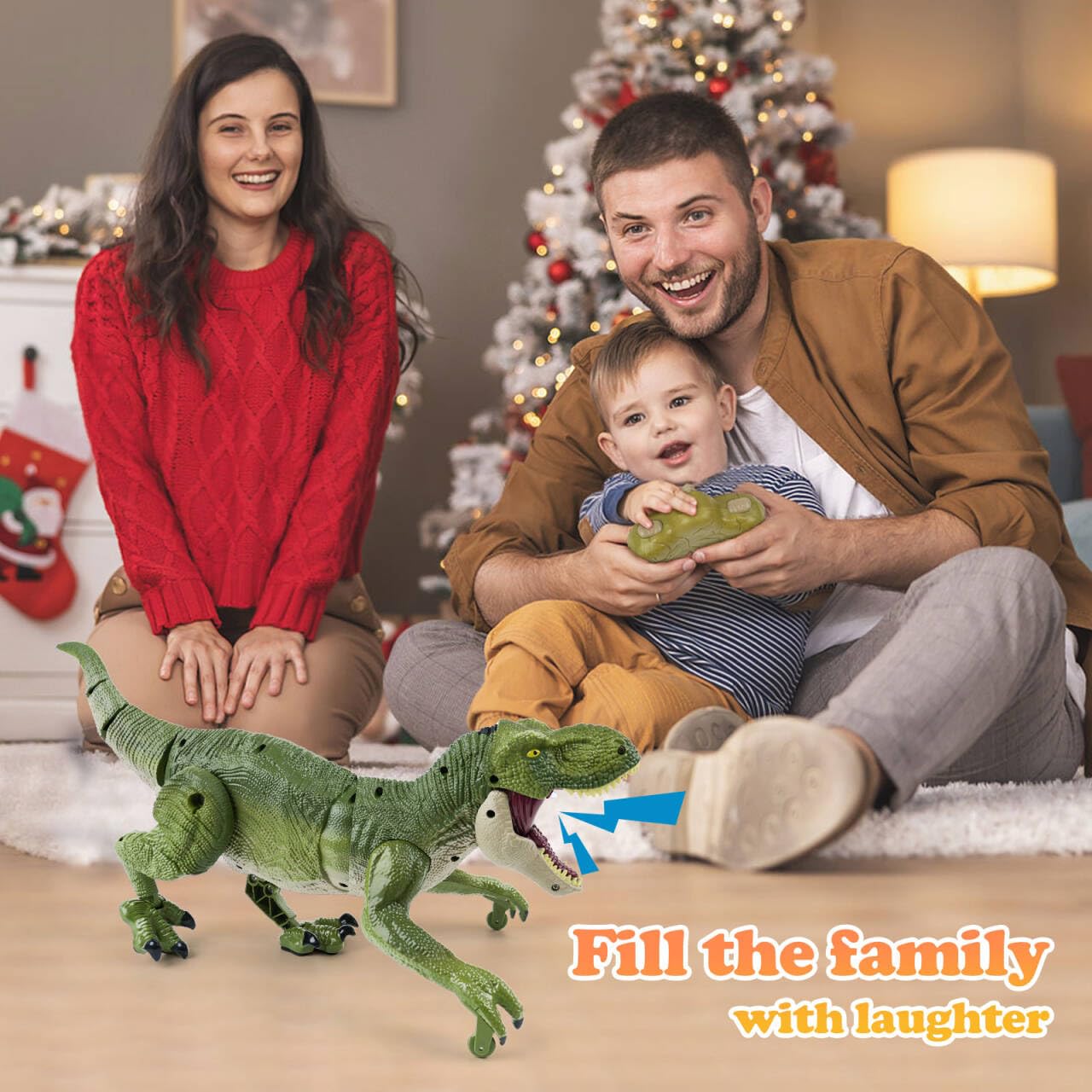 ToyFuntasy RC dinosaur touch sensor responds to gentle taps for interactive play