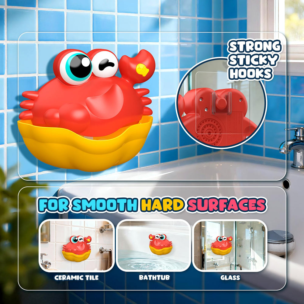 Three strong adhesive hooks mounting Toyjolka crab toy securely