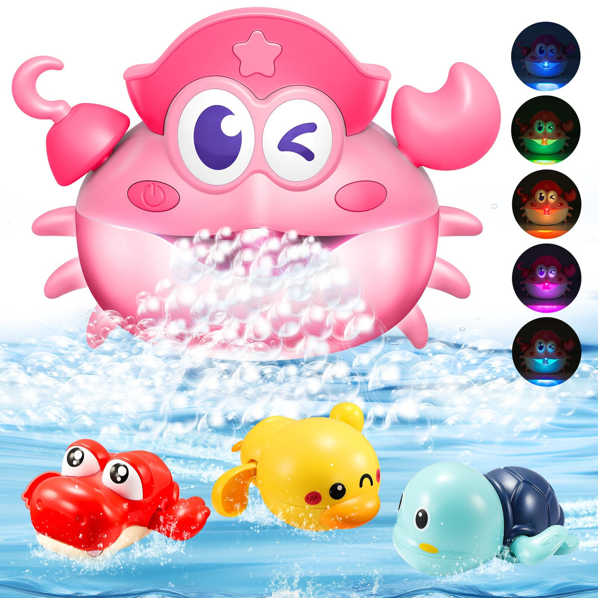 Toyjolka crab bubble machine with LED lights for enchanting bath time